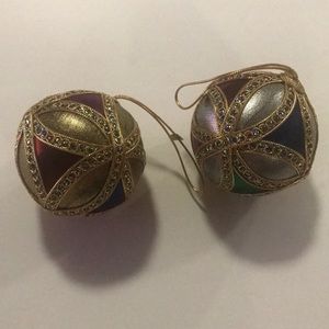 Enesco Christmas Ornaments one gold tones one silver tones